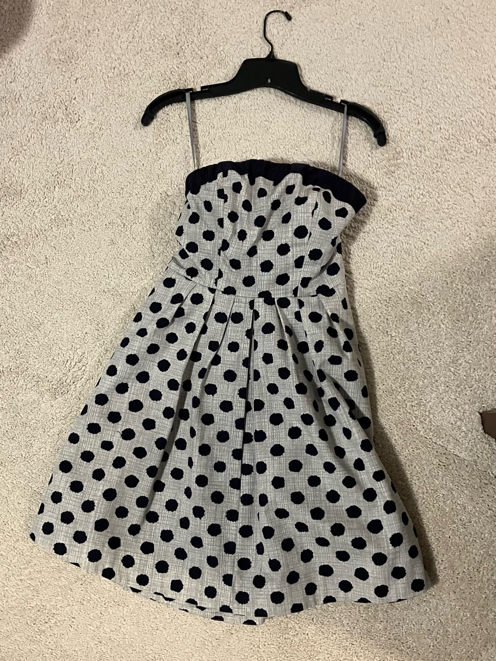 The Limited Navy Polka Dot Strapless Dress